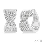 1/3 Ctw Petite Wide Criss-Cross Rope and Round Cut Diamond Fashion Huggies in 14K White Gold